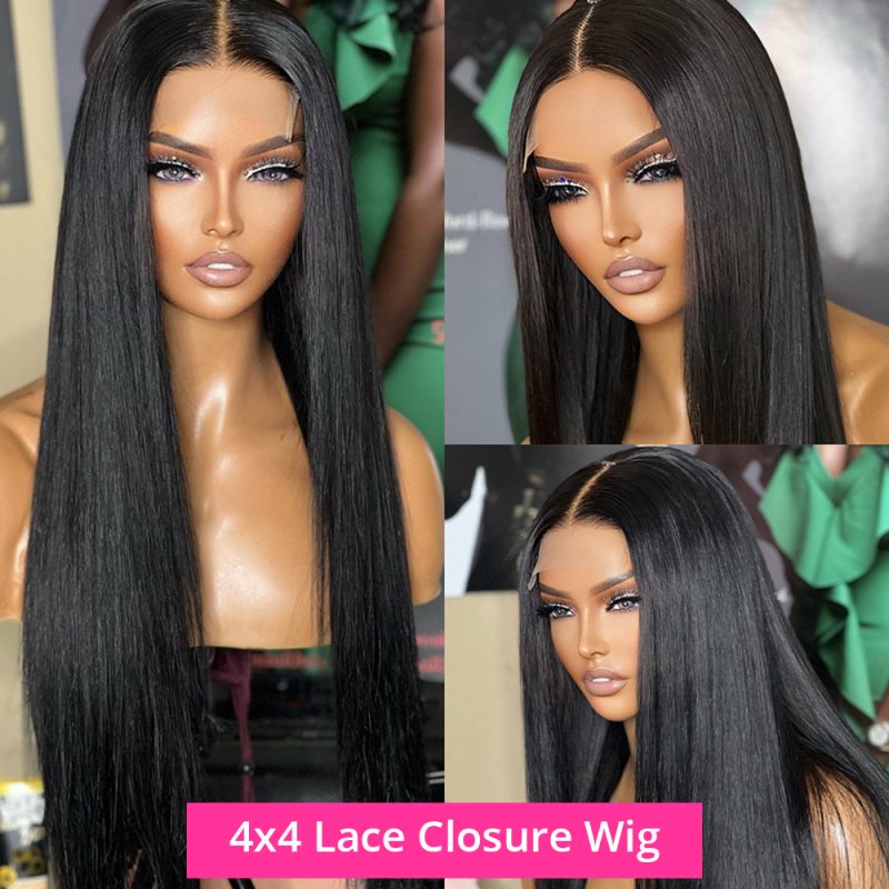 Straight 4x4 5x5 6x6 7x7 Transparent Closure Wig - 图片 2